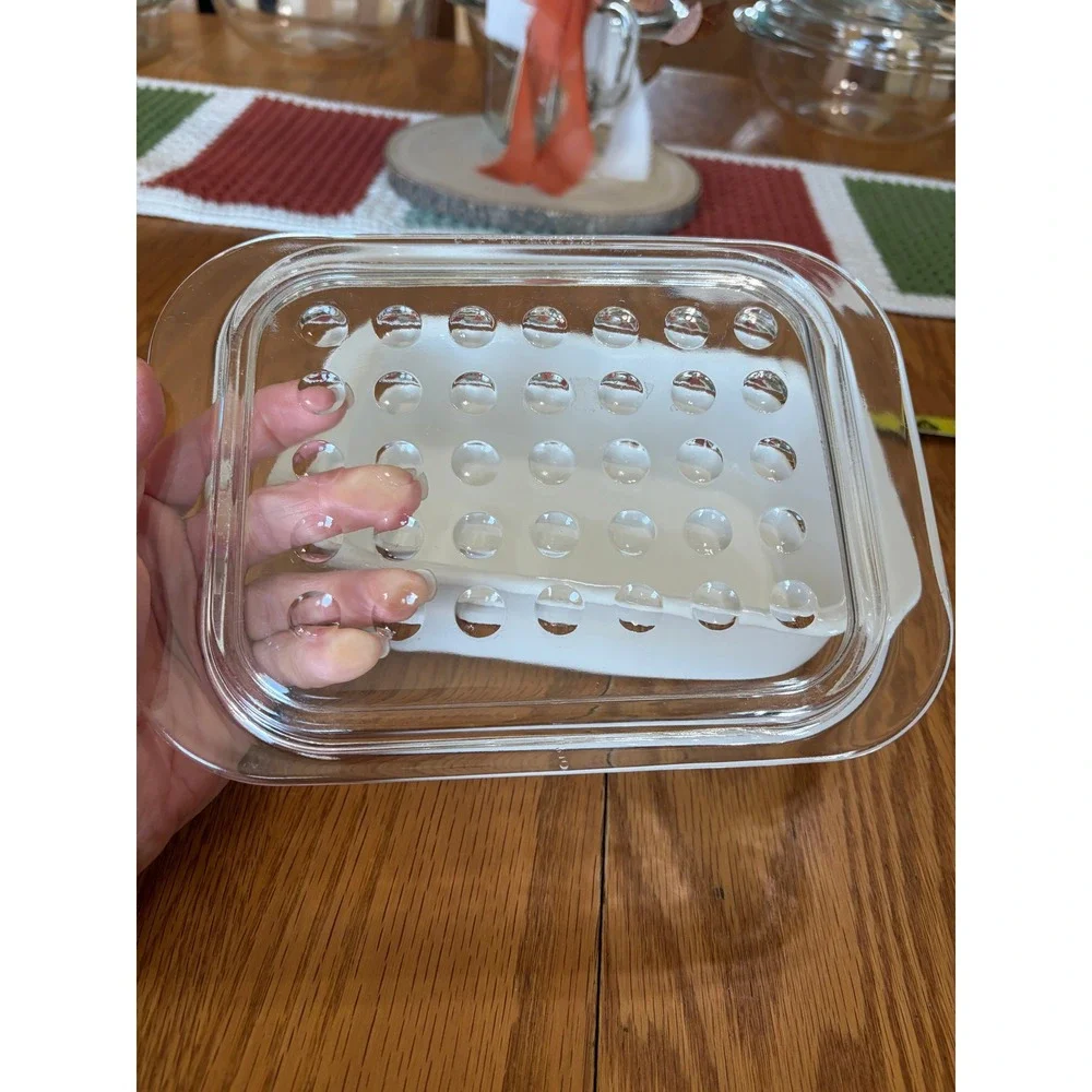 Corning Ware MC-1-B White Microwave Crisper Dish with Glass Lid 7.5x5.5x2 inch